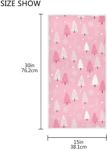 Miniatura 3 de Toalla de baño de manos rosa con árbol de Navidad, toalla de cocina de copo de nieve de invierno, decoración de vacaciones, grifo de baño, juego