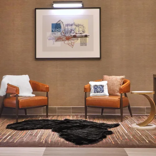 Miniatura 3 de Lith Home - Decoración africana para el hogar, alfombra de piel sintética de conejo, regalo impactante, felpa suave y lujosa, suelo de sala y Negro