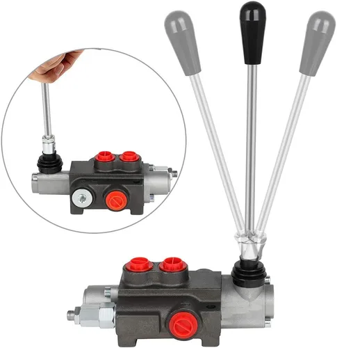 Miniatura 4 de Válvula de control de flujo hidráulico 1 carrete 11 GPM Puertos G Mango de palanca de alivio ajustable Centro paralelo de doble efecto Cargador