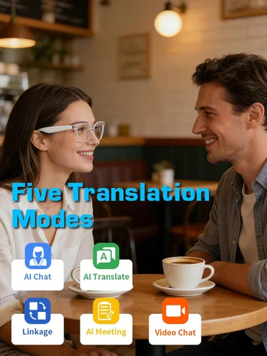 Miniatura 4 de Lentes inteligentes para mujer, con audio de oído abierto, Bluetooth con marco transparente, llamadas manos libres, cómodos de llevar para viajes