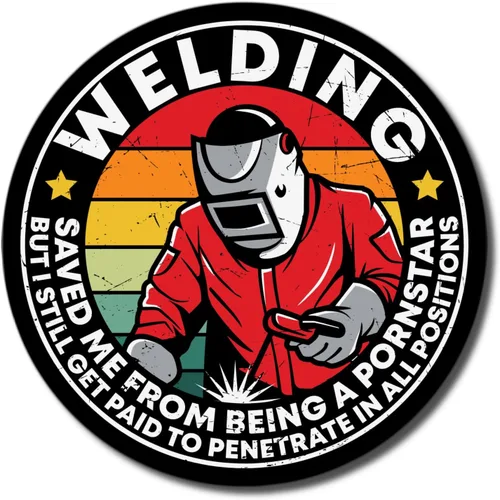 soldadura me salvó de ser una estrella porno pero todavía me pagan para penetrar en todas las posiciones Pegatina Funny Hard Hat soldador