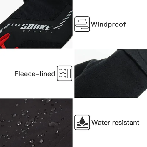 Miniatura 2 de Souke Sports Winter Cycling Bike Gloves Padded Fleece-Liner Full Finger Bicycle Shock-Absorbing Anti-Slip Warm MTB Road Biking Gloves for MenWomen