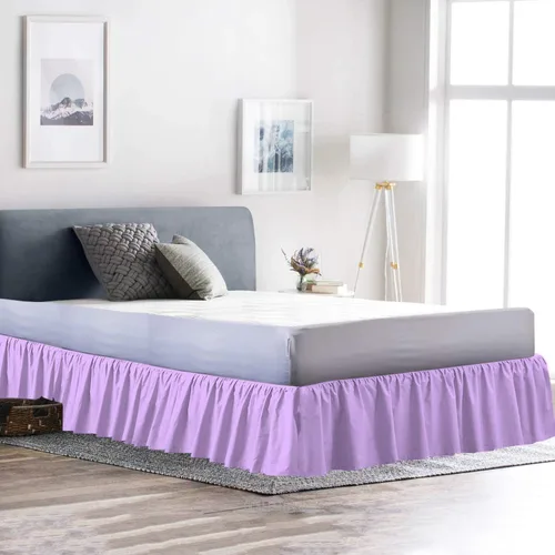 Miniatura 19 de 100% algodón 600 hilos 1 pieza falda de cama con volantes de polvo de 12 pulgadas con plataforma, estilo recogido (tamaño Queen, rosa)