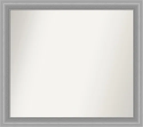 Miniatura 325 de Amanti Art Espejo de baño plateado para sobre el fregadero, 24 x 24 pulgadas, espejo cuadrado de peltre forjado a medida, marco de madera casual