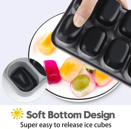 Miniatura 3 de Paquete de 4 bandejas para cubitos de hielo, fáciles de liberar y flexibles, bandejas de silicona para cubitos de hielo de 56 piezas con tapa