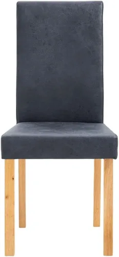 Miniatura 4 de Juego de 4 sillas de comedor modernas de estilo rústico tapizadas de gamuza sintética gris con patas de madera para comedor, sala de estar, muebles