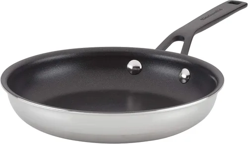 Miniatura 10 de KitchenAid Sartén para saltear de inducción de acero inoxidable revestido de 5 capas con tapa, 5 cuartos de galón, acero inoxidable pulido