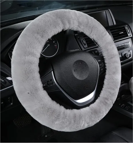 Miniatura 14 de U&M Funda para volante de automotor de lana auténtica, elastizada. Almohadilla protectora de volante de vehículo, de lana australiana, Menta