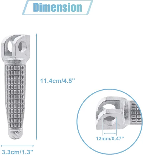 Miniatura 2 de uxcell 1 par de aleación de aluminio de 0.472 in reposapiés de motocicleta reposapiés reposapiés Peg Bike Bicicleta Ciclismo tono plateado