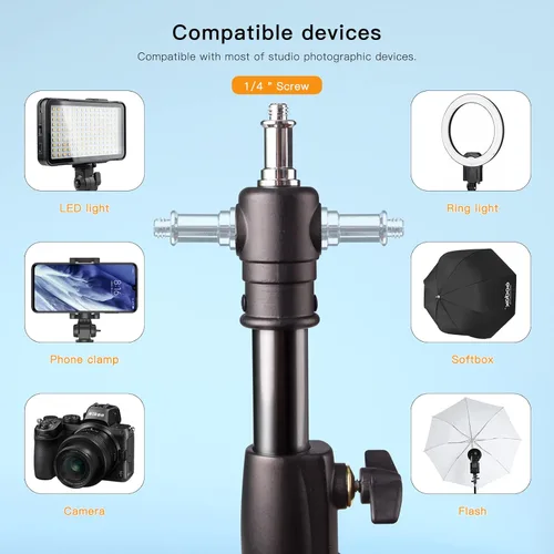 Miniatura 5 de Godox Trípode de Luz de Aluminio Resistente para Iluminación de Fotografía en Estudio, Fondos, Monolights, Flash Estroboscópico - 286CM, 112 Pulgadas