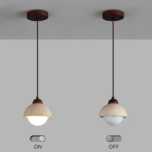 Miniatura 7 de Wabi Sabi - Lámpara colgante de piedra natural nórdica para isla de cocina, lámpara de suspensión de madera para comedor, mesita de noche, entrada