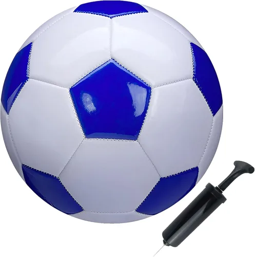 Balón de fútbol tamaño 2, 3, 4, 5, blanco y azul, actividades deportivas escolares para exteriores e interiores, diseño clásico antiexplosión,