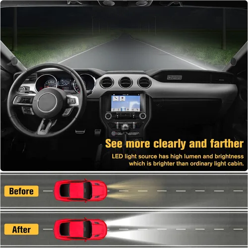 Miniatura 2 de Conjunto de faros delanteros LED Mustang, faros delanteros estilo OEM con reflector ámbar, conjunto de faros compatibles con Ford Mustang 2015 2016