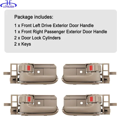 Miniatura 6 de Juego de 4 manijas interiores para puertas compatibles con Toyota Corolla 2003-2008, Toyota Tacoma 2005-2015, Pontiac Vibe 2003-2008, delantera