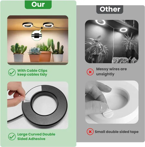 Miniatura 6 de Wiaxulay Luces de cultivo para plantas de interior, 48 luces LED de espectro completo, lámpara de cultivo debajo del gabinete con temporizador