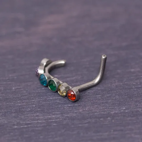 Miniatura 3 de Nose Ring with CZ - Surgical Steel Nose Earring