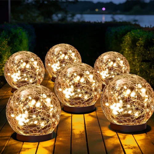 Miniatura 8 de MLKNK Luces solares de globo para exteriores, impermeables, bolas solares, luces solares de jardín, orbes para exteriores, paquete de 2 bolas