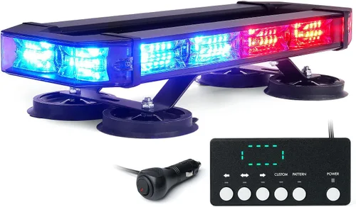Miniatura 8 de LUMENIX Barra de luz estroboscópica de emergencia para techo con 72 luces LED con panel de control, base magnética, advertencia intermitente, barra