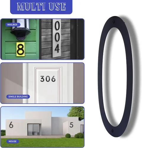 Miniatura 5 de Números de casa de 12 pulgadas para exteriores modernos de metal negro números de dirección para puertas flotantes de casa con kit de clavos