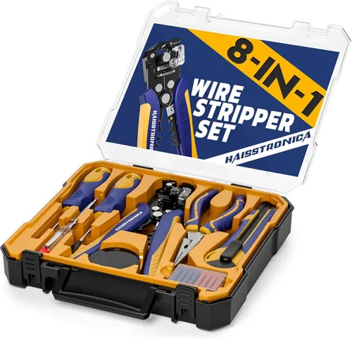 Miniatura 8 de haisstronica Juego de herramientas para pelar cables 8 EN 1 autoajustable, juego de herramientas profesionales para electricistas, alicates de punta