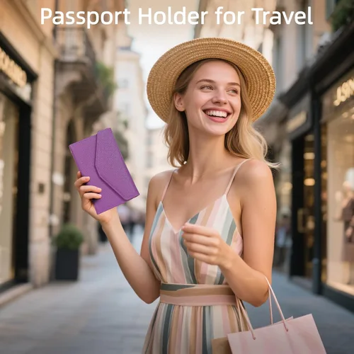 Miniatura 147 de Zoppen - Billetera de viaje con bloqueo RFID multiusos (Ver.4) Portatarjetas de pasaporte y vacunas, organizador de documentos de tres pliegues
