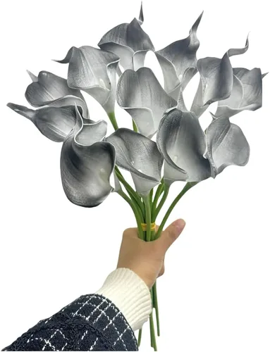 12 flores artificiales de lirio de cala, 13 pulgadas, accesorios de ramo de flores pequeñas de poliuretano de 13 pulgadas, ramo de boda de lirio de