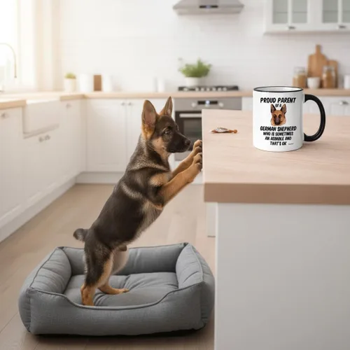 Miniatura 6 de Casitika Regalos de pastor alemán. Taza de café Shepard de 11 onzas. Orgulloso padre de un pastor alemán que a veces es un agujero y está bien.