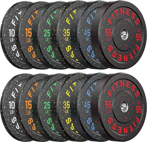 Miniatura 23 de Papababe Placas de peso, juego de placas de pesas de 2 pulgadas, placas de peso de goma protectoras para el suelo, placas de parachoques de 10 a 600