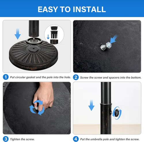 Miniatura 4 de Simple Deluxe Base redonda resistente de 31 libras y 18 pulgadas para sombrilla de mercado para patio al aire libre, cubierta, color negro clásico