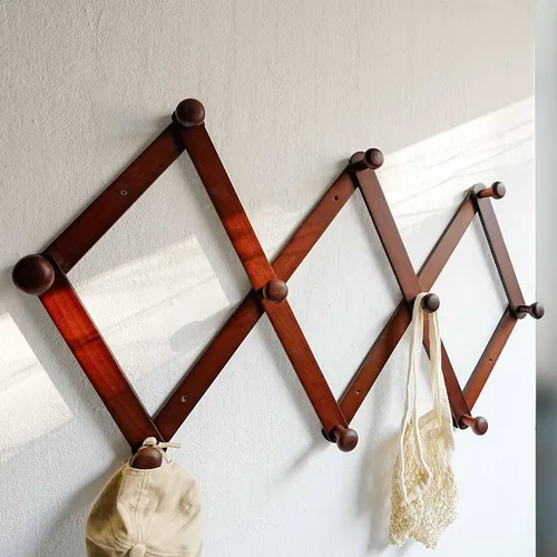 Miniatura 26 de Dseap Acordeón de pared: Perchero de pared expandible de madera de 16" de alto, soporte para sombreros, gancho de acordeón para gorras de béisbol