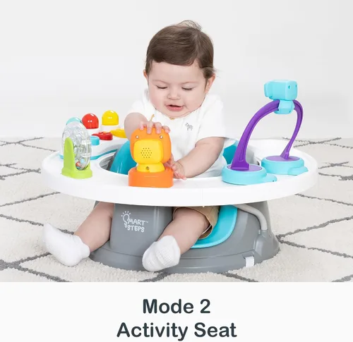 Miniatura 3 de Smart Steps® Explore N’ Play 5 en 1 de asiento de actividad a elevador, Azul Safari Divertido