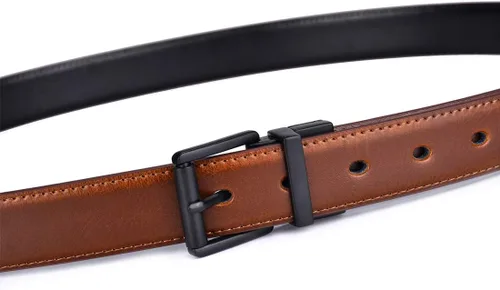Miniatura 7 de Beltox - Cinturón para hombre de vestir casual reversible de cuero de 1.1" con hebilla de rodillo giratoria