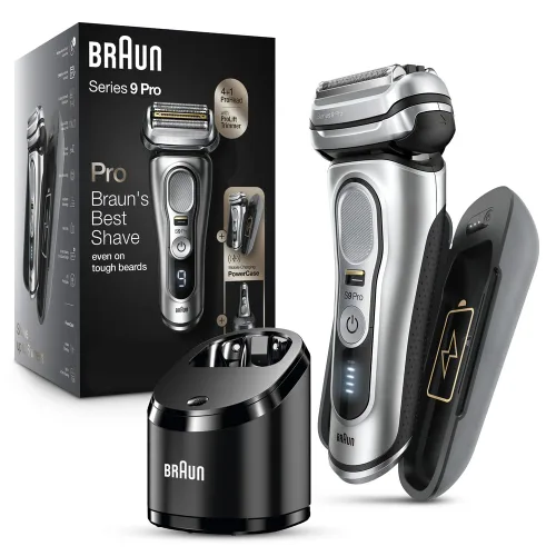 Braun Maquinilla de afeitar eléctrica para hombres, afeitadora de papel de aluminio impermeable, serie 9 Pro 9477cc, afeitado húmedo y seco, con