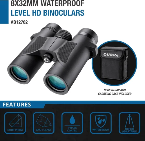 Miniatura 2 de Barska Binoculares impermeables Level HD – Prismas BAK-4, óptica recubierta de fase, a prueba de niebla, resistente a los golpes, listos