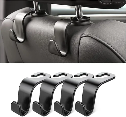 Miniatura 18 de 4 ganchos para reposacabezas de asiento de coche, soporte de colgador para asiento trasero, organizador de vehículo universal y elegante