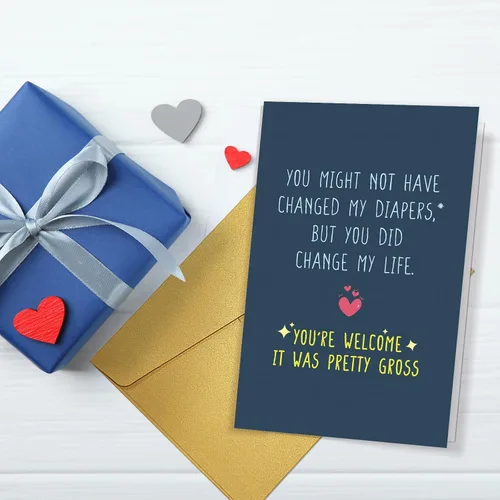 Miniatura 4 de Nchigedy Divertida tarjeta de cumpleaños de hijastros, tarjeta humorística del día del padre para padrastro, tarjetas del día de la madre