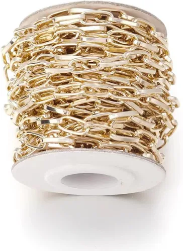 Miniatura 31 de N/C Cadenas de aluminio de 15 pies de eslabones de perlas de imitación, cadena de eslabones trenzados, cadenas de cable cruzado con colgante