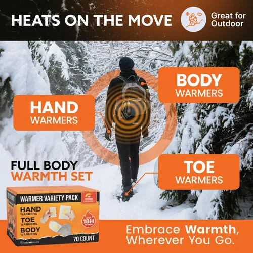 Miniatura 3 de Hand Warmers Variety Set - 70 Count Ultimate Value Pack – 10 XL Body Warmers, 10 Pairs Hand Warmers, 20 Pairs Toe Warmers with Adhesive – Air