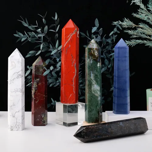 Miniatura 7 de Runyangshi Varita de cristal curativo natural de sangre de dragón grande, 6 facetas de un solo punto, prisma de cristal, varita de piedra curativa