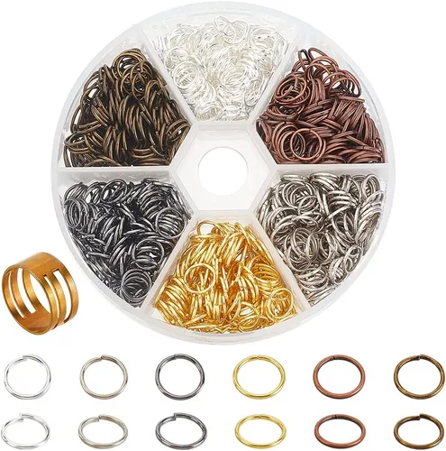 Miniatura 7 de PH PandaHall Anillo de salto abierto de hierro, 3300 unidades, 6 colores, anillos o sin soldar, 0.157 in, calibre 21, conector de joyería de metal