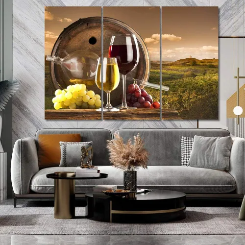 Miniatura 50 de Obra de arte para paredes del hogar, 3 paneles de letras de vino tinto, pinturas de corcho, impresiones HD, arte de pared de corcho de vino sobre