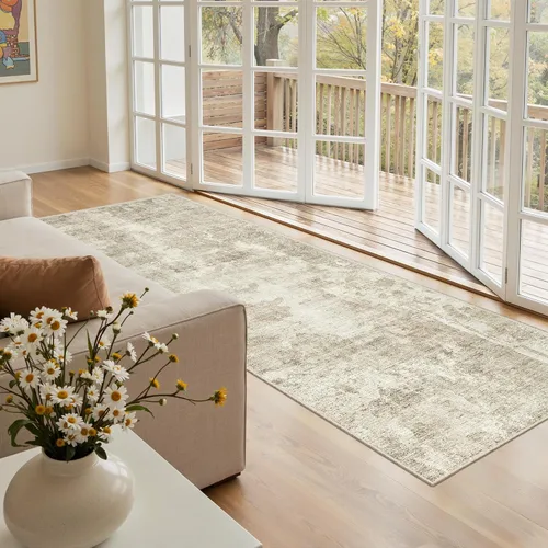 Miniatura 170 de Alfombra de pasillo Soalmost 2'6" x 10' lavable, alfombra antideslizante para cocina, baño, lavandería, alfombras vintage ultra delgadas para Beige