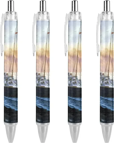 Retro Titanic Famous Old Historic - Bolígrafo retráctil de tinta azul, bolígrafo de trabajo para hombres y mujeres, 4 unidades