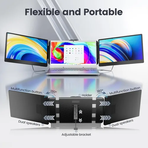 Miniatura 7 de Teamgee Extensor de pantalla para portátil de 14 pulgadas, FHD 1080P IPS triple monitor portátil para portátil de 13 a 17 pulgadas (diagonal)