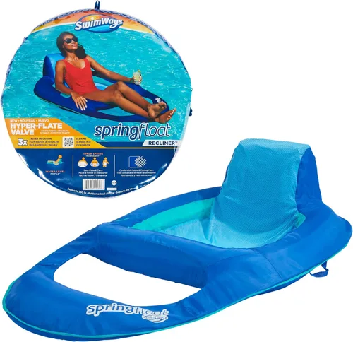 Miniatura 11 de SwimWays Spring Float - Tumbona reclinable prémium para piscina, flotadores inflables para adultos con inflado rápido para edades de 15 años