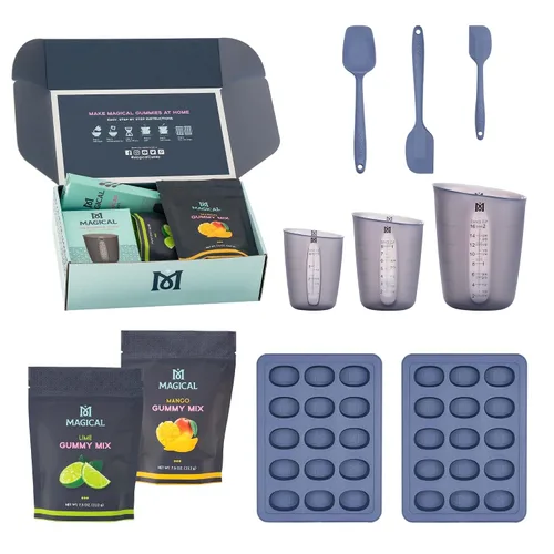 Kit de Mezcla y Molde de Gomitas de Mantequilla Mágica – Mezcla Normal de Lima y Mango con Moldes de Silicona de 10 mL y Espatulas – Juego Fácil