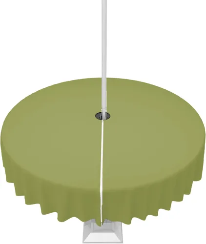 Miniatura 87 de QueenKer Mantel de exterior verde oliva con agujero para sombrilla y cremallera, mantel de color sólido para mesas cuadradas, colección de mesa
