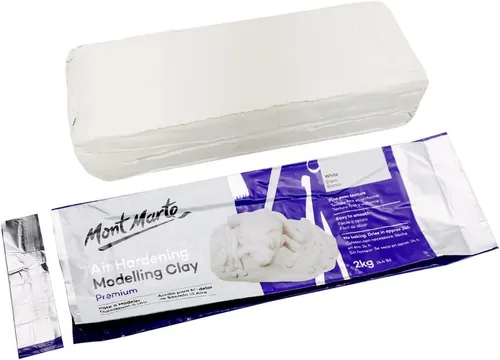 Miniatura 2 de Mont Marte Arcilla de modelado endurecida al aire blanca, 2 kg (4.4 lb). Tiempo de secado aproximado de 24 horas. Fácil de suavizar y amasar.