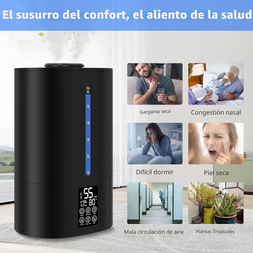Miniatura 5 de Humidificadores de 6L para dormitorio, habitación grande, hogar, humidificador frío y cálido para plantas, niebla, humidificadores de escritorio