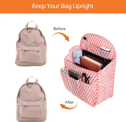 Miniatura 5 de Surblue Organizador de mochila con forro de inserción para colgar mochila de viaje y bolsillo de inserción, divisor de alta capacidad, organizador